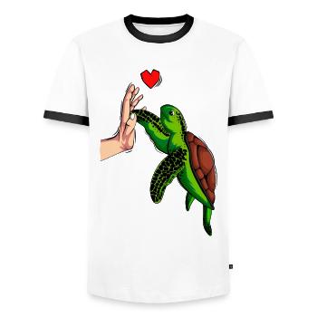 Tortoises - Men's Ringer Shirt - white/black - Front - AI Model Female 172 light (172cm) & AI Model Male 178 dark (178cm)
