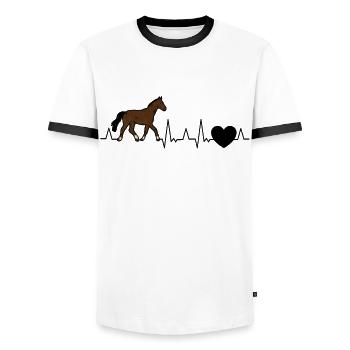 Holsteiner Horse Heartbeat - Men's Ringer Shirt - white/black - Front - AI Model Female 172 light (172cm) & AI Model Male 178 dark (178cm)
