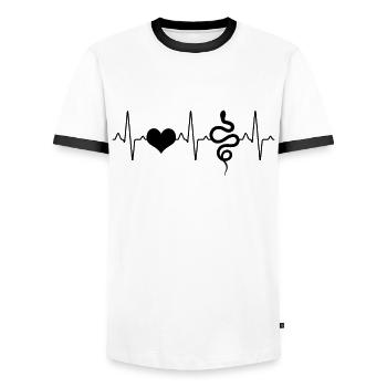 Battement de cœur de serpent - T-shirt contrasté Homme - blanc/noir - Devant - AI Model Female 172 light (172cm) & AI Model Male 178 dark (178cm)