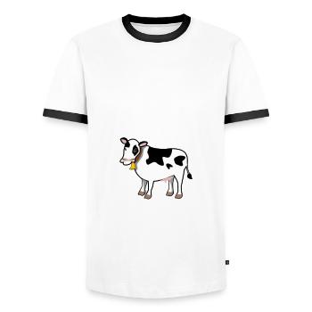 Allgäu Kuh Kühe Kuhglocke Allgäuer - Männer Kontrast-T-Shirt - Weiß/Schwarz - Vorne - AI Model Female 172 light (172cm) & AI Model Male 178 dark (178cm)