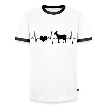 Ziege Herzschlag - Männer Kontrast-T-Shirt - Weiß/Schwarz - Vorne - AI Model Female 172 light (172cm) & AI Model Male 178 dark (178cm)