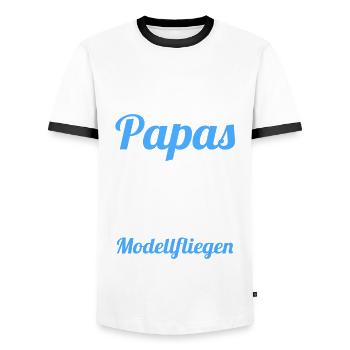 Modellfliegen Papa Vater Vatertag Modellflieger - Männer Kontrast-T-Shirt - Weiß/Schwarz - Vorne - AI Model Female 172 light (172cm) & AI Model Male 178 dark (178cm)