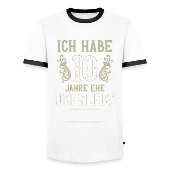 10 Jahre Verheiratet Rosenhochzeit Geschenk - Männer Kontrast-T-Shirt - Weiß/Schwarz - Vorne - AI Model Female 172 light (172cm) & AI Model Male 178 dark (178cm)