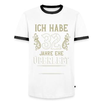 32 Jahre Verheiratet Seifenhochzeit Geschenk - Männer Kontrast-T-Shirt - Weiß/Schwarz - Vorne - AI Model Female 172 light (172cm) & AI Model Male 178 dark (178cm)