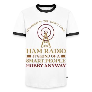 It's okay if you don't have amateur radio - Men's Ringer Shirt - white/black - Front - AI Model Female 172 light (172cm) & AI Model Male 178 dark (178cm)