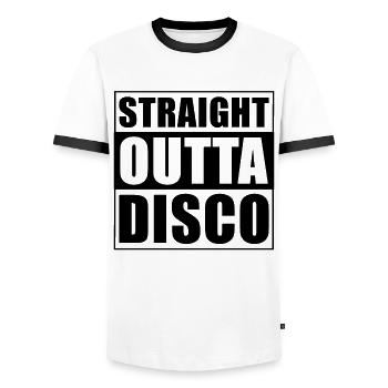 Discothèque directe - T-shirt contrasté Homme - blanc/noir - Devant - AI Model Female 172 light (172cm) & AI Model Male 178 dark (178cm)