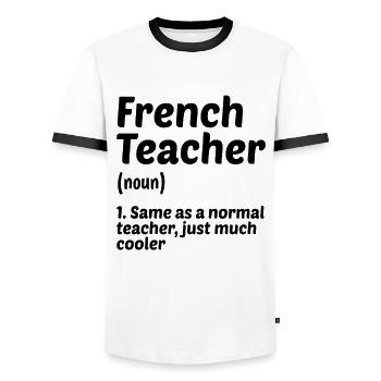 French Teacher Definition Teaching Class School Ed - Männer Kontrast-T-Shirt - Weiß/Schwarz - Vorne - AI Model Female 172 light (172cm) & AI Model Male 178 dark (178cm)