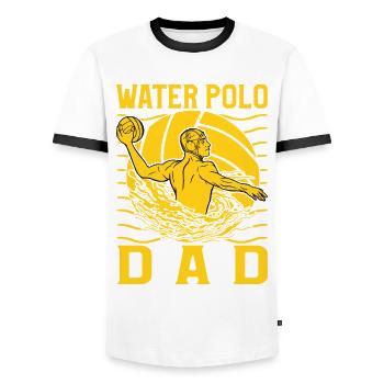 Water Polo Dad - Men's Ringer Shirt - white/black - Front - AI Model Female 172 light (172cm) & AI Model Male 178 dark (178cm)