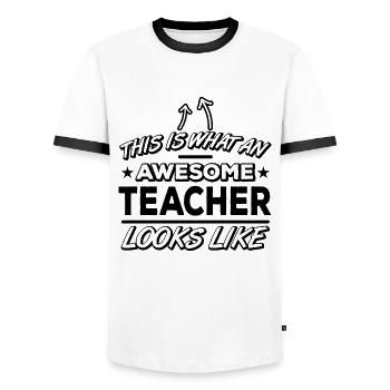 This Is What An Awesome Teacher Looks Like Teachin - Männer Kontrast-T-Shirt - Weiß/Schwarz - Vorne - AI Model Female 172 light (172cm) & AI Model Male 178 dark (178cm)