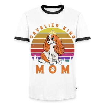 Cavalier King Maman - T-shirt contrasté Homme - blanc/noir - Devant - AI Model Female 172 light (172cm) & AI Model Male 178 dark (178cm)