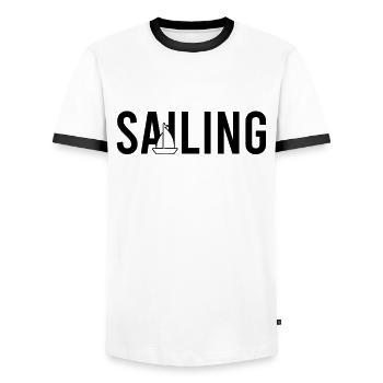 Sailing sailing - Men's Ringer Shirt - white/black - Front - AI Model Female 172 light (172cm) & AI Model Male 178 dark (178cm)