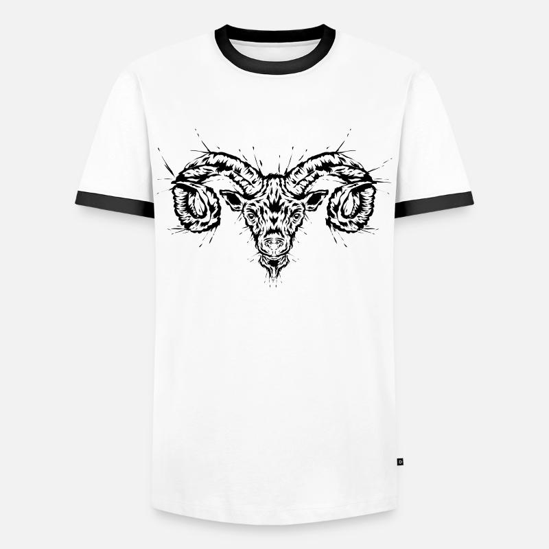 Steinbock - Männer Kontrast-T-Shirt - Weiß/Schwarz