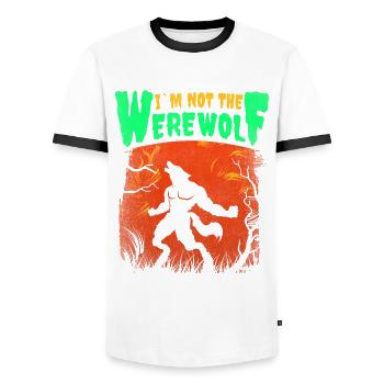 Je ne suis pas le design de loup-garou pour - T-shirt contrasté Homme - blanc/noir - Devant - AI Model Female 172 light (172cm) & AI Model Male 178 dark (178cm)