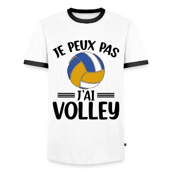 Je Peux Pas J'ai Volley - T-shirt contrasté Homme - blanc/noir - Devant - AI Model Female 172 light (172cm) & AI Model Male 178 dark (178cm)