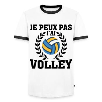Je Peux Pas J'ai Volley - T-shirt contrasté Homme - blanc/noir - Devant - AI Model Female 172 light (172cm) & AI Model Male 178 dark (178cm)