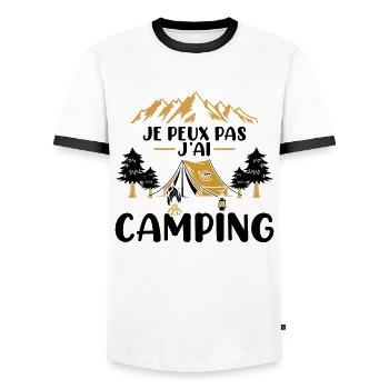 Je Peux Pas J'ai Camping Vacances Cadeau Camper - T-shirt contrasté Homme - blanc/noir - Devant - AI Model Female 172 light (172cm) & AI Model Male 178 dark (178cm)