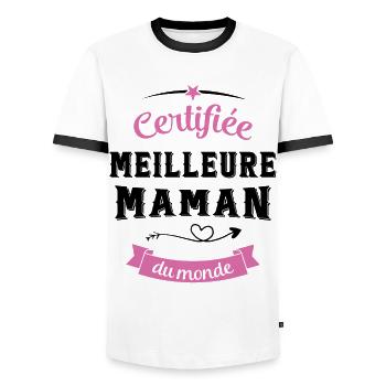 Certifiée Meilleure Maman du Monde - T-shirt contrasté Homme - blanc/noir - Devant - AI Model Female 172 light (172cm) & AI Model Male 178 dark (178cm)