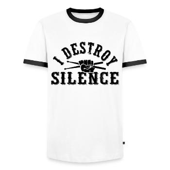 Ich zerstöre das Silence Drummer Batteriegeschenk - Männer Kontrast-T-Shirt - Weiß/Schwarz - Vorne - AI Model Female 172 light (172cm) & AI Model Male 178 dark (178cm)