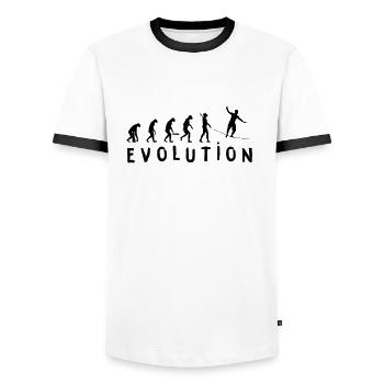 Slackline Slacklining Balance High Rope Tightrope Walking - Men's Ringer Shirt - white/black - Front - AI Model Female 172 light (172cm) & AI Model Male 178 dark (178cm)