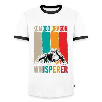 Komodo Dragon Whisperer Komodowaran - Men's Ringer Shirt - white/black - Front - AI Model Female 172 light (172cm) & AI Model Male 178 dark (178cm)
