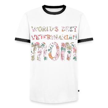 World's Best Veterinarian Mom Animal Doctor - Men's Ringer Shirt - white/black - Front - AI Model Female 172 light (172cm) & AI Model Male 178 dark (178cm)
