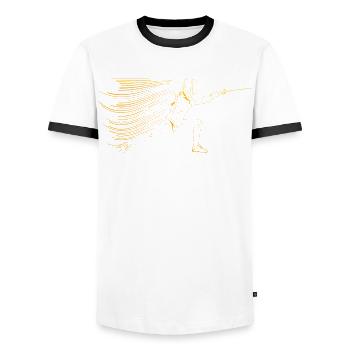 Fencing - Men's Ringer Shirt - white/black - Front - AI Model Female 172 light (172cm) & AI Model Male 178 dark (178cm)