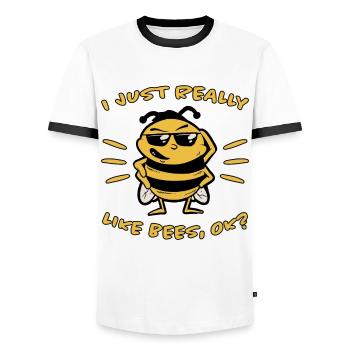 Abeilles Drôle Dire Nid d’Abeille Cadeau d’Apiculteur - T-shirt contrasté Homme - blanc/noir - Devant - AI Model Female 172 light (172cm) & AI Model Male 178 dark (178cm)