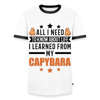 Capybara Wasserschwein Capibara - Men's Ringer Shirt - white/black - Front - AI Model Female 172 light (172cm) & AI Model Male 178 dark (178cm)