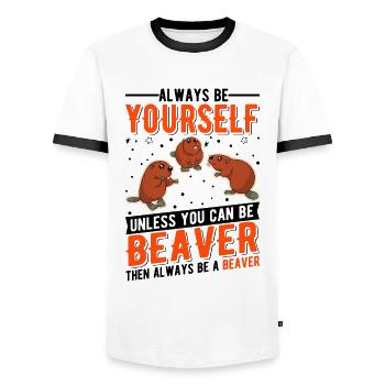 Beaver Beaver Dam Beaver - Men's Ringer Shirt - white/black - Front - AI Model Female 172 light (172cm) & AI Model Male 178 dark (178cm)