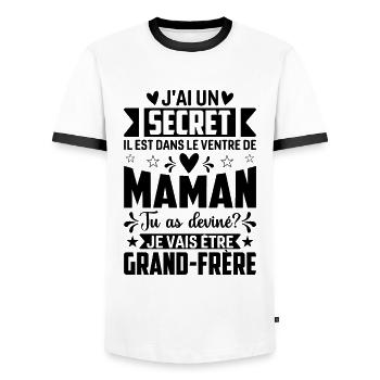 J'ai Un Secret Je Vais Être Grand Frère - T-shirt contrasté Homme - blanc/noir - Devant - AI Model Female 172 light (172cm) & AI Model Male 178 dark (178cm)
