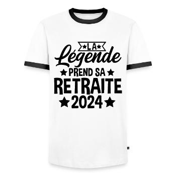 La Légende Prend Sa Retraite 2024 - T-shirt contrasté Homme - blanc/noir - Devant - AI Model Female 172 light (172cm) & AI Model Male 178 dark (178cm)