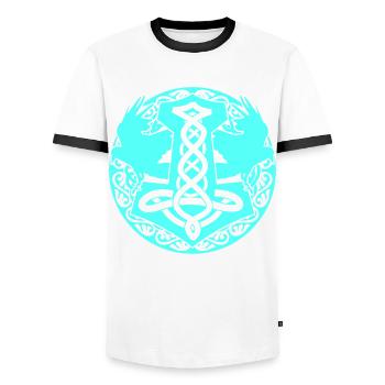 Raben Wikinger Krähen Schmuck Rabe - Männer Kontrast-T-Shirt - Weiß/Schwarz - Vorne - AI Model Female 172 light (172cm) & AI Model Male 178 dark (178cm)