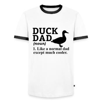 Duck Quitsche Duck Erpel Duck Yellow Rubber Duck - Men's Ringer Shirt - white/black - Front - AI Model Female 172 light (172cm) & AI Model Male 178 dark (178cm)