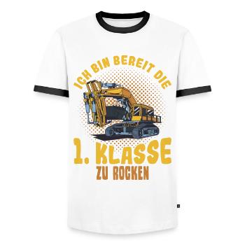 Bagger Schulbeginn Schulanfänger Schulkind - Männer Kontrast-T-Shirt - Weiß/Schwarz - Vorne - AI Model Female 172 light (172cm) & AI Model Male 178 dark (178cm)