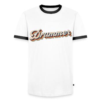 Batteur Batterie Retro Vintage - T-shirt contrasté Homme - blanc/noir - Devant - AI Model Female 172 light (172cm) & AI Model Male 178 dark (178cm)