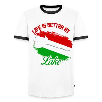 Lake Garda Lago di Garda - Men's Ringer Shirt - white/black - Front - AI Model Female 172 light (172cm) & AI Model Male 178 dark (178cm)