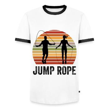 Jumping Rope Graphic Rope Jumping Rope Skipping Si - Männer Kontrast-T-Shirt - Weiß/Schwarz - Vorne - AI Model Female 172 light (172cm) & AI Model Male 178 dark (178cm)
