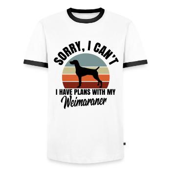 Weimaraner Hund Hunde Geschenk - Männer Kontrast-T-Shirt - Weiß/Schwarz - Vorne - AI Model Female 172 light (172cm) & AI Model Male 178 dark (178cm)