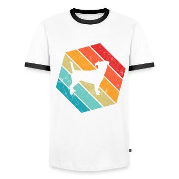 Jack Russel amoureux des chiens Retro vintage Idée cadeau - T-shirt contrasté Homme - blanc/noir - Devant - AI Model Female 172 light (172cm) & AI Model Male 178 dark (178cm)
