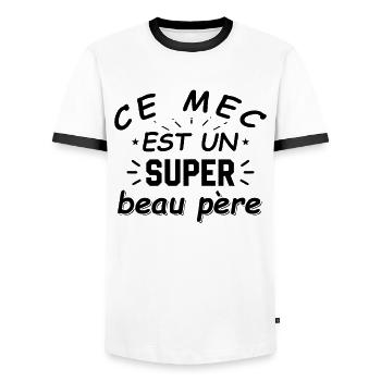 Ce Mec Est Un Super Beau Père - T-shirt contrasté Homme - blanc/noir - Devant - AI Model Female 172 light (172cm) & AI Model Male 178 dark (178cm)