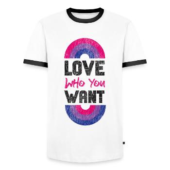Bisexuel Bi Pride Flag Arc-en-ciel - T-shirt contrasté Homme - blanc/noir - Devant - AI Model Female 172 light (172cm) & AI Model Male 178 dark (178cm)