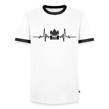 Fréquence Cardiaque Orgue - T-shirt contrasté Homme - blanc/noir - Devant - AI Model Female 172 light (172cm) & AI Model Male 178 dark (178cm)