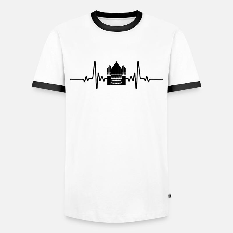 Organherzfrequenz - Männer Kontrast-T-Shirt - Weiß/Schwarz