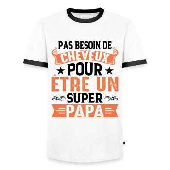 Pas Besoin De Cheveux Pour Être Un Super Papa - T-shirt contrasté Homme - blanc/noir - Devant - AI Model Female 172 light (172cm) & AI Model Male 178 dark (178cm)
