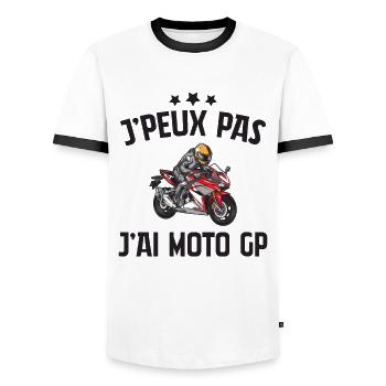 Je Peux Pas J'ai Moto Gp - T-shirt contrasté Homme - blanc/noir - Devant - AI Model Female 172 light (172cm) & AI Model Male 178 dark (178cm)