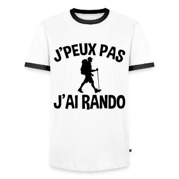 Je Peux Pas J'ai Rando - T-shirt contrasté Homme - blanc/noir - Devant - AI Model Female 172 light (172cm) & AI Model Male 178 dark (178cm)