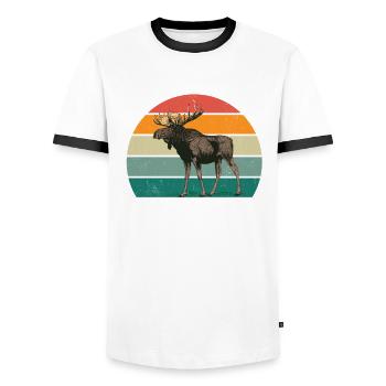Elche Skandinavien Hoher Norden Kanada Hirsch Elch - Männer Kontrast-T-Shirt - Weiß/Schwarz - Vorne - AI Model Female 172 light (172cm) & AI Model Male 178 dark (178cm)