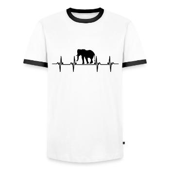 Elephant Pachyderm Proboscis Africa Trumpets Elephant - Men's Ringer Shirt - white/black - Front - AI Model Female 172 light (172cm) & AI Model Male 178 dark (178cm)