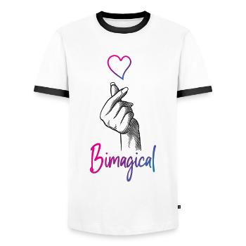 Bisexuel Bi Pride Flag Jeu de mots - T-shirt contrasté Homme - blanc/noir - Devant - AI Model Female 172 light (172cm) & AI Model Male 178 dark (178cm)
