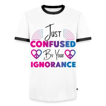 Bisexual Bi Pride Flag Just - Männer Kontrast-T-Shirt - Weiß/Schwarz - Vorne - AI Model Female 172 light (172cm) & AI Model Male 178 dark (178cm)